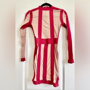 Fashion Nova | Women’s Small | Stripped Bodycon Dress | Burgundy & Cream